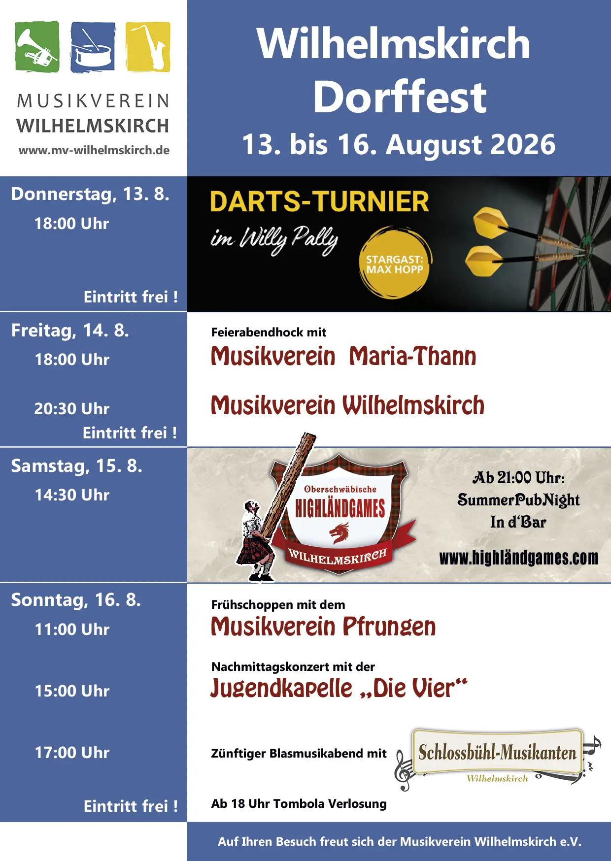 Programm Wilhelmskircher Dorffest 2026